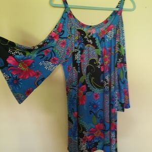 Floral Tunic with Cold Shoulder